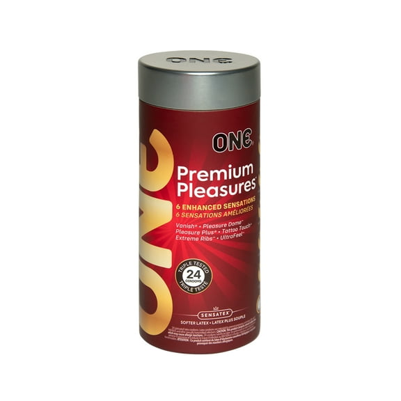 ONE Condoms Premium Pleasures | Latex Condom Assortment 24 Pack