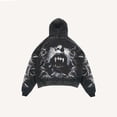 thumbnail image 2 of Halloween Y2K Gothic Skull Skeleton Print Hoodie Halloween Graphic Streetwear Pullover Sweatshirt, 2 of 5