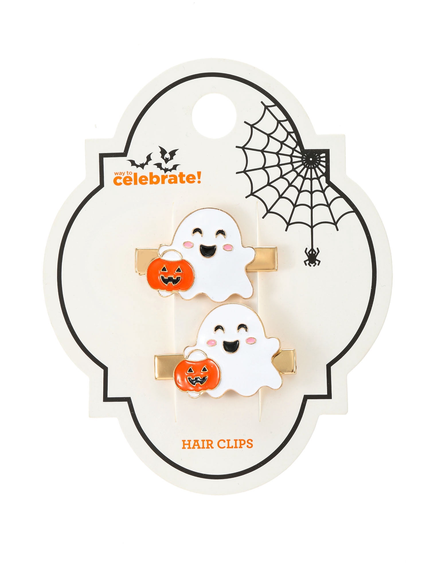 Way to Celebrate Trick or Treat Ghost Halloween Hair Clip Set, 2 Pieces