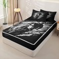 thumbnail image 2 of Castle Fairy Line Art Rider Zipper Full Size Comforter Sets with Fitted Sheet and 2 Pillowcases,Grunge Overlay Zipper Bedding Set for Bedroom,Charcoal Ivory,4pcs,Black Reversible, 2 of 6