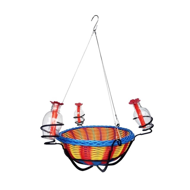 Garden Hummingbird Alimentador colgante de canasta de fuga a prueba de fuga con jardines de gancho Estación de alimentación de aves para aves para