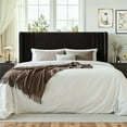 thumbnail image 2 of Einfach Full Size Upholstered Bed Frame, Platform Bed with Velvet Wingback Headboard, Black, 2 of 11