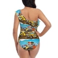 thumbnail image 6 of Yiaed Different Construction Site Vehicles Print Women One Piece Swimsuits Tummy Control One Shoulder Bathing Suits Pattern Ruffle Swimwear-Large, 6 of 8