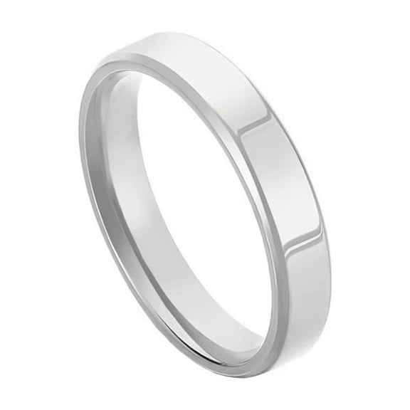PAURO Unisex's Stainless Steel 4mm Plain Eternity Couple Wedding Band High Polished Silver Size 5