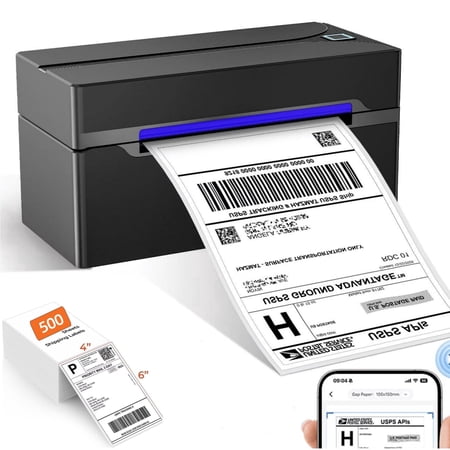 Shipping Label Printer with Label Holder,HKHKPI 4x6 Bluetooth Portable Thermal Label Printer, Small Business Printer Works with Etsy Shopify USPS
