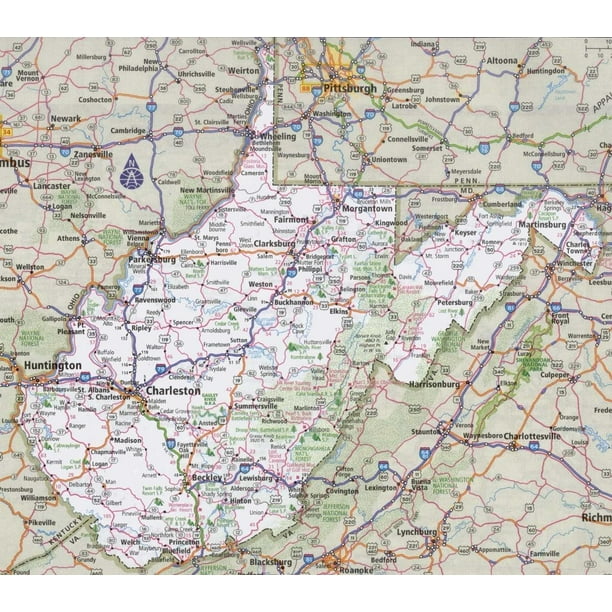 laminated poster west virginia state road map city highway poster print 20 x 30 walmart com