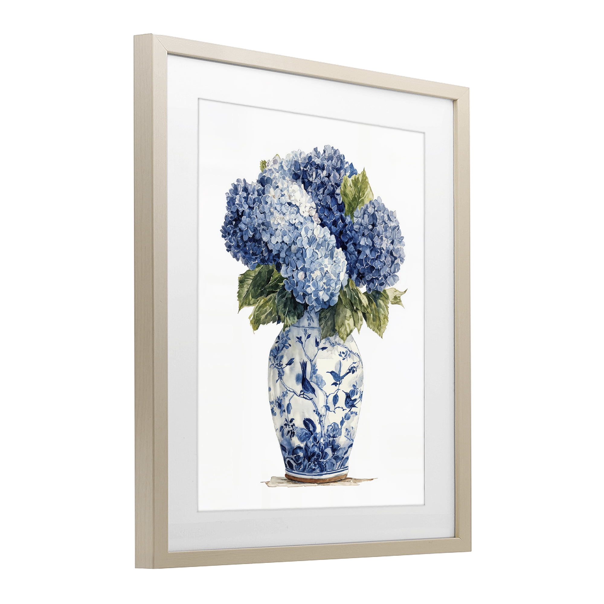 Stupell Industries Blue Hydrangeas in Porcelain Birch Framed Print Under Glass, design by Imagine It Images