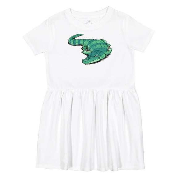 Inktastic Cute Sleepy Alligator Green Alligator Design Girls Toddler Dress