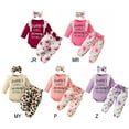 thumbnail image 4 of URMAGIC 3pcs Baby Girls Romper Set Long Sleeve Bodysuit Romper Floral Trousers Headband Casual Fall Clothes Infant Outfit, 4 of 4