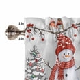 thumbnail image 5 of Christmas Kitchen Curtains and Valances Set, Red Xmas Snowman Pine Tree Branches Deer Bird Grey Rod Pocket Window Valance Window Curtain Panels for Living Room Bedroom Laundry, 27.5x36in, 3 Pieces, 5 of 7