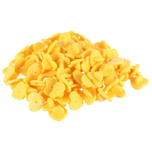 HORIALENCE 100Pcs Yellow Pin Back Holders Heart Shaped Pin Caps Lightweight Portable for Decoration