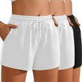 thumbnail image 2 of Plebaso Women's 3 Pack Lounge Shorts Casual Elastic Waist Sweat Shorts Drawstring Comfy Shorts with Pockets, 2 of 7