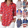 thumbnail image 4 of vigerkar Womens Long Sleeve Button Down Shirts Collared Tops Dressy Casual Patriotic Printed Blouses Shirt (Dark Blue, XXL), 4 of 5