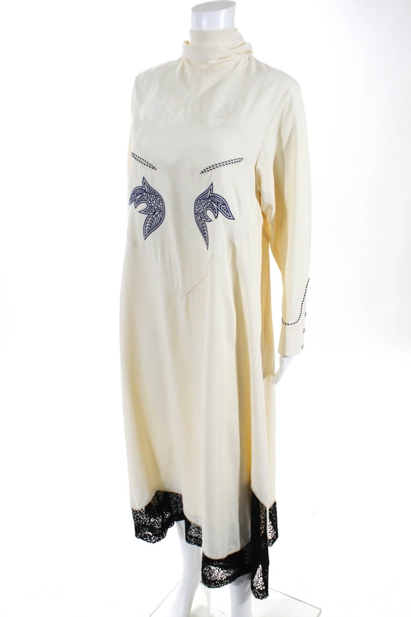 Toga Pulla Womens Long Sleeve Western Evening Dress White Black Size 38 EUR