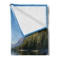 thumbnail image 2 of Glacier National Park Soft Flannel Fleece Throw Blanket, Outdoor Scene of a Forest Colorful Stones near the Lake in Montana, Cozy Plush for Indoor and Outdoor Use, 50" x 60", Multicolor, by Ambesonne, 2 of 5