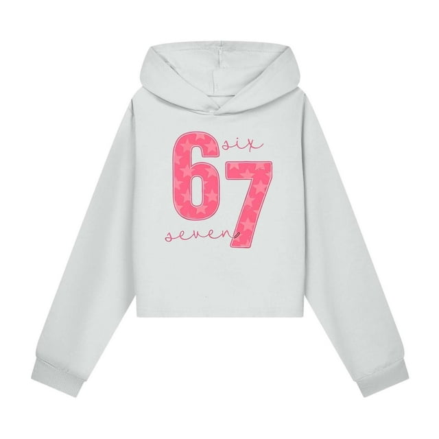 SgJHXb Chandail à Capuchon Court pour Filles avec Imprimé Mode Chandail pour Enfants Tenue Décontractée et Activités Extérieures, Chandail à Capuchon pour Filles Tailles 4-5 Ans