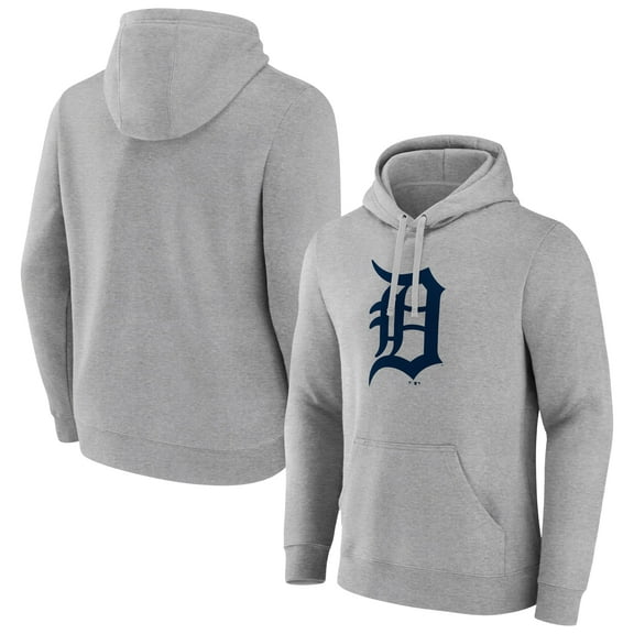 Men's Heather Gray Detroit Tigers Official Logo Fitted Pullover Hoodie