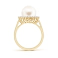 thumbnail image 2 of ANGARA Freshwater Cultured Pearl Ring with Floral Halo in 14K Yellow Gold for Women | June Birthstone, Birthday, Anniversary, Jewelry Gift for Women | Natural Pearl Ring, 2 of 8