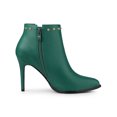 thumbnail image 3 of BLISSFUL STEP Women's Pointed Toe Zipper Stiletto High Heel Ankle Boots Emerald Green 8, 3 of 7