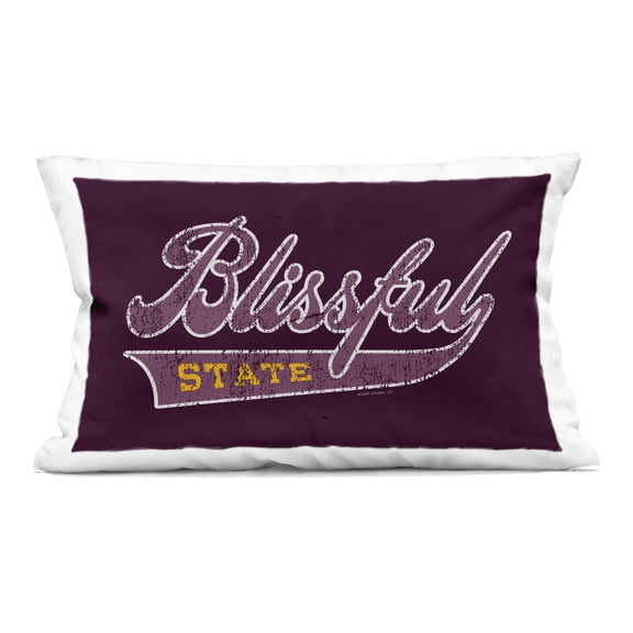 Stupell Industries Blissful State Varsity 14" x 20" Novelty & Humor Print Polyester Throw Pillow, Zip Closure 1 Count