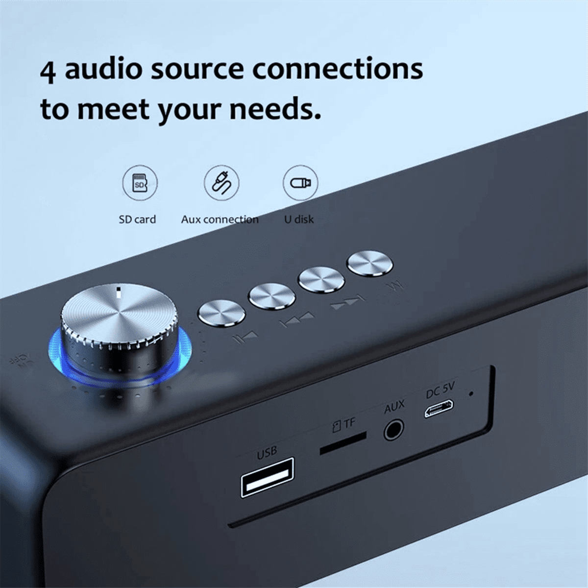 Portable Sound Bar Computer Speakers AUX Wired Wireless Bluetooth Speaker PC/TV Home Theater System 4D Stereo Surround-A,1 x Bluetooth Speaker 1 x USB Cable 1 x Audio Cable 1 x English manual,Black
