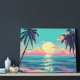 thumbnail image 3 of Xecao Retro Palm Beach Sunset for Waterproof Framed Canvas Art - Modern Home Decor with Real Wood Frame for Gifting and Interior Design,Horizontal, 3 of 6