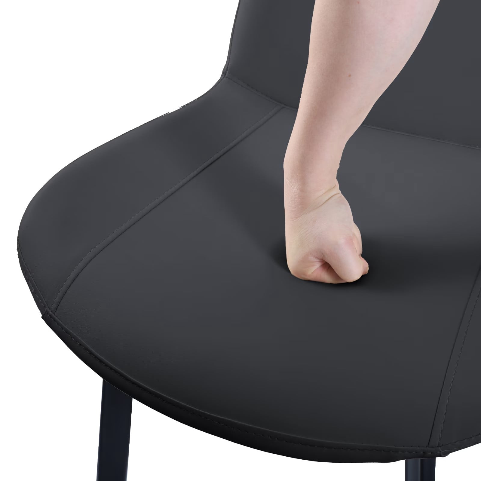 Black PU Leather Dining Chairs Set of 2, Modern Upholstered Kitchen Chairs with Metal Legs, Armless Side Chairs for Dining Room, Restaurant, Living Room & Meeting Room