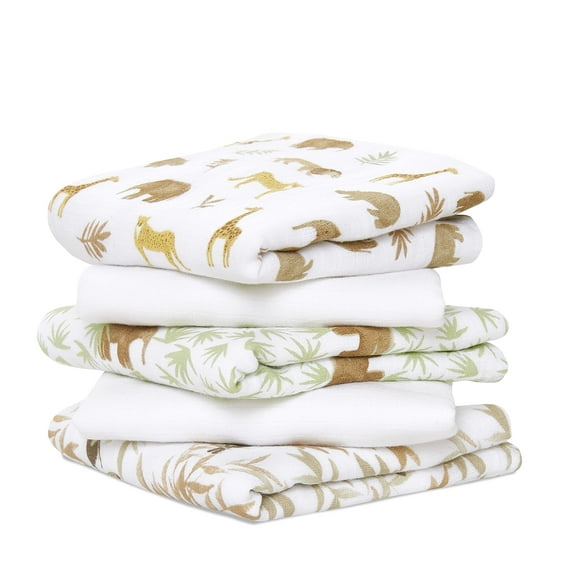 Aden + Anais Essentiels Carrés de Mousseline 100 % Coton Sac à Couches Léger et Respirant Essentiel 5 Pack Tanzanie