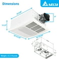 thumbnail image 3 of Open Box Delta Radiance Exhaust Bath Fan 80 CFM w/Built-In Light & Heater,White, 3 of 9