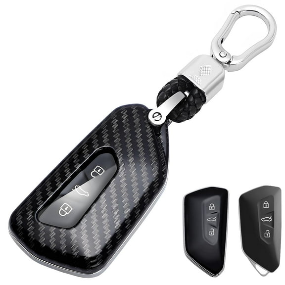For VW Key Fob Cover, Hard ABS carbon fiber pattern Key Fob Case Fit for 2019-2021 2022 2023 Volkswagen VW Golf 8 ID3 ID4 MK8 GTI Skoda Octavia 3 buttons With Keychain