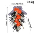 thumbnail image 2 of Halloween Skeleton Wreath Door Swag with Orange Hydrangea Flowers, Aesthetic Black Striped Bow Artificial Floral Hanging Wreath, Spooky Indoor Outdoor Decor for Centerpiece Party Holiday Wall Home, 2 of 9