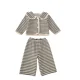 thumbnail image 1 of Conjunto de abrigo superior a rayas para niña de 0 a 5 años, prendas de vestir con cuello vuelto, pantalones de pierna ancha, traje de 2 uds a la moda para niño, 1 of 6