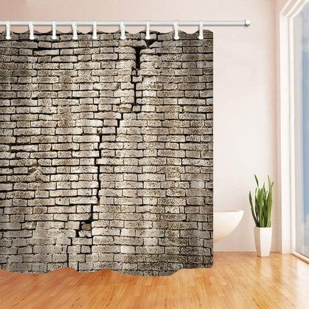 Bpbop Brick Wall Pattern Tan Brown Polyester Fabric Bathroom