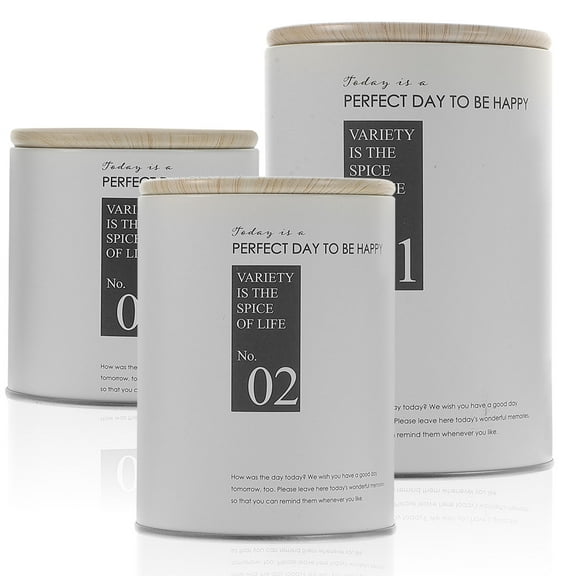 KALLORY 3Pcs Coffee Container for Coffee and Tea Canisters Sealable Food Preservation Iron Round