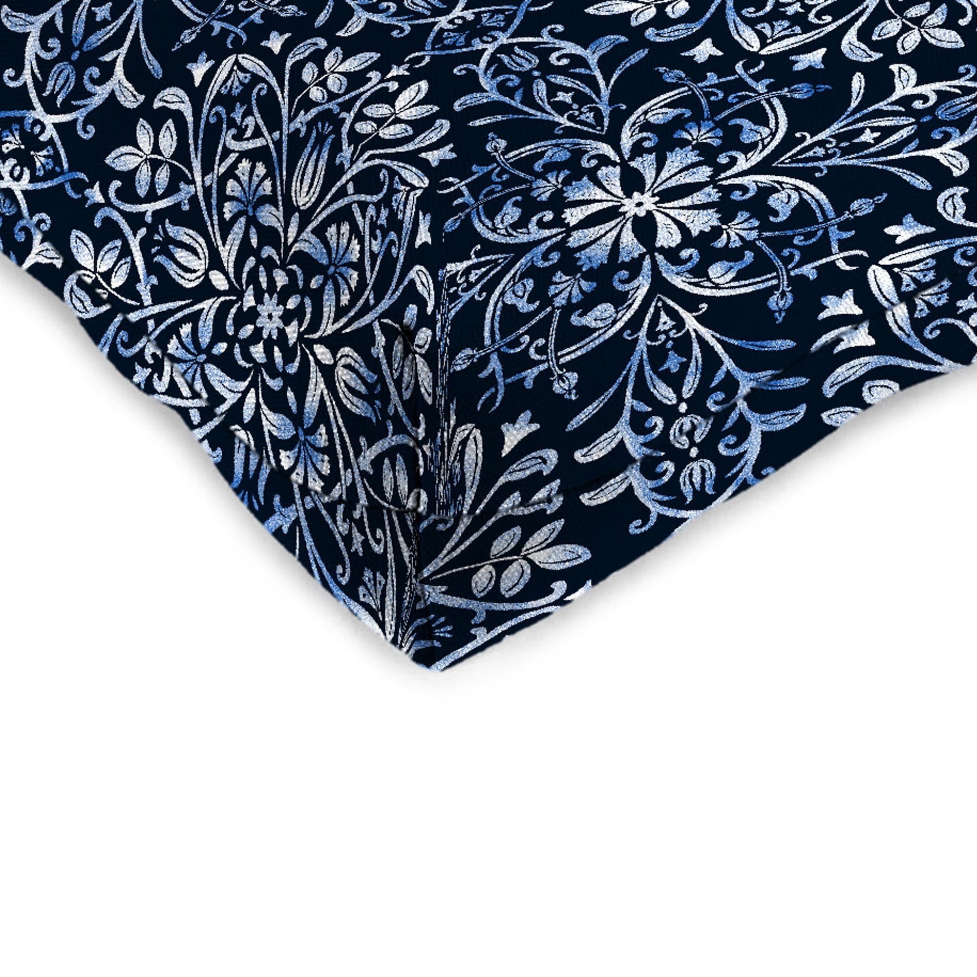 Jordan Manufacturing 18" x 18" Dresden Midnight Navy Damask Square Tufted Contoured Outdoor Wicker Seat Cushion (2 Pack)