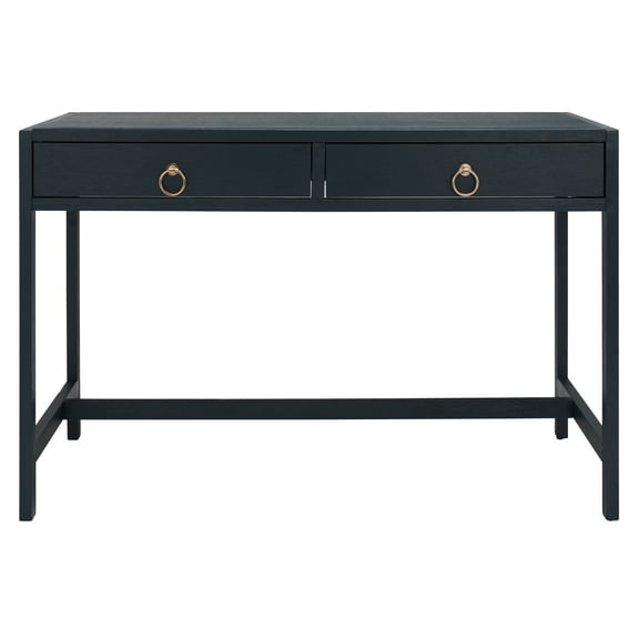 SAFAVIEH Esther Amish 2 Drawer Rectangle Wood Desk, Navy (22 in. W x 46 in. D x 30 in. H)