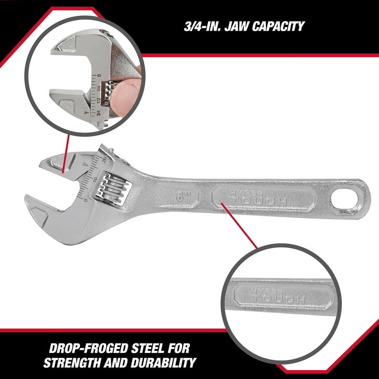 6-Inch Stubby Adjustable Wrench - 1.42-Inch Wide Jaw For Tight Spaces