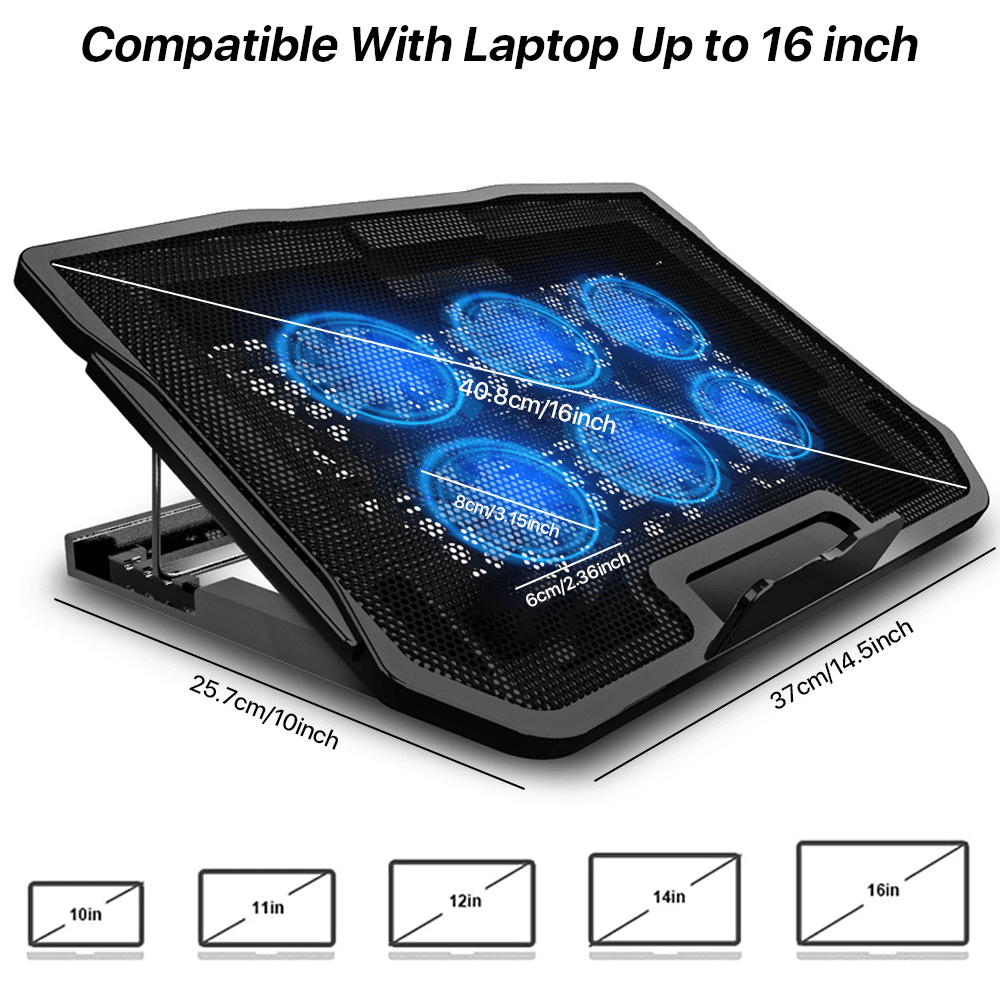 KUTGY Quiet Gaming Laptop Cooling Pad Stand with Fan for 15.6-17 Inch, Portable USB Powered Laptop Cooler Fan Cooling Pad