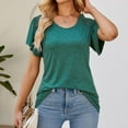 thumbnail image 6 of Scyoekwg Women's Tunic Tops Solid Color Round Neck Summer Tunic Tops Loose Short Sleeve Shirts Lightweight Dressy Casual Blouses Trendy Blouses (Army Green,M), 6 of 8