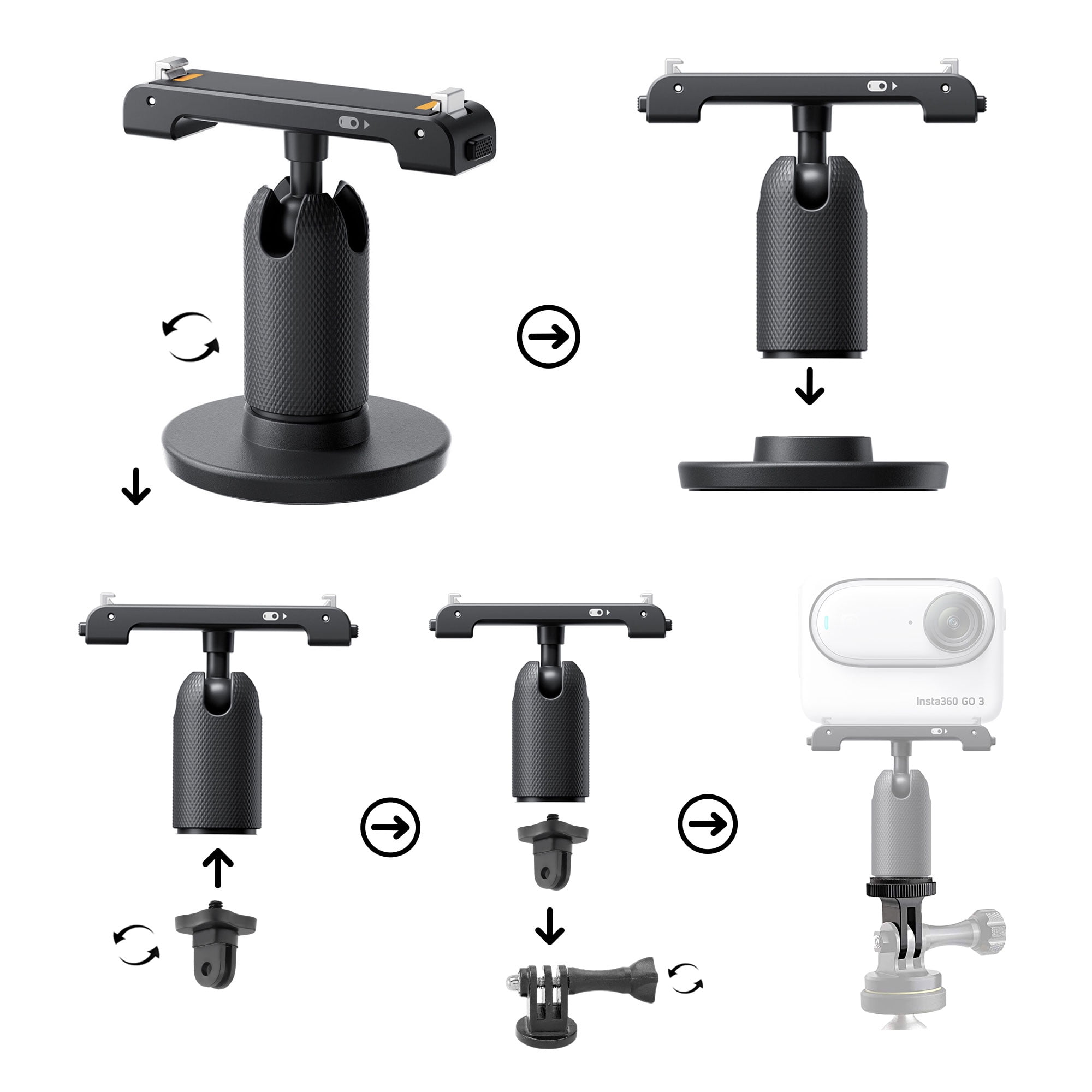 Insta 360 GO 3S (White) 64GB Tiny Mighty 4K Action Vlogging Camera, Portable, Mount Anywhere, Waterproof, Stabilization, + Action Pod and Wearable Accessories + Selfie Stick + 50-in-1 Accessory Kit