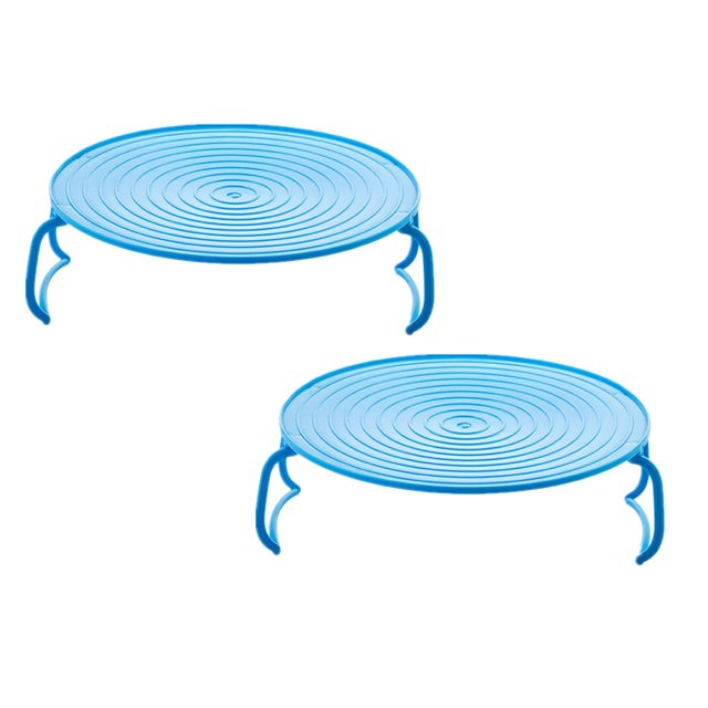 Oleegame 2PC Spoon And Lid Rest Microwave Plate Stacker, Microwave Tray Rack,Oven Tray Rack,Steaming Rack With Legs Blue
