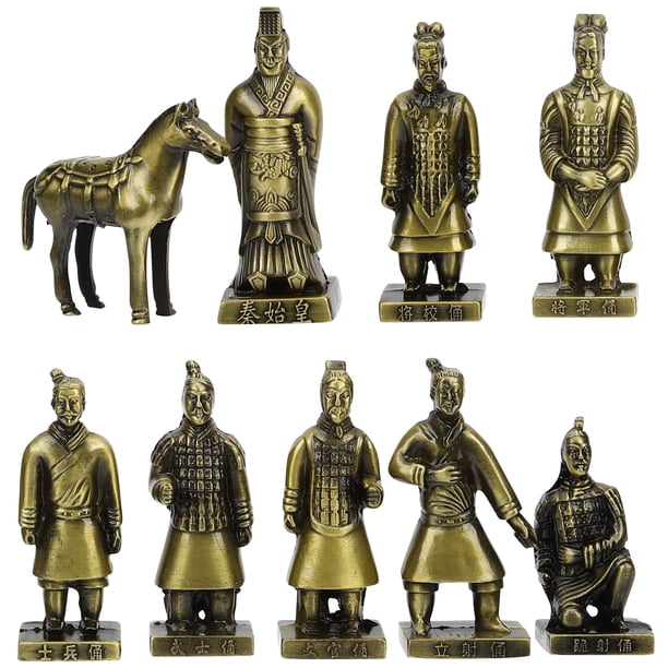 GOOHOCHY 1 conjunto de emperador creativo Qin Decoración de la estatua del hogar Retro Terracotta Warriors Figurine Colección