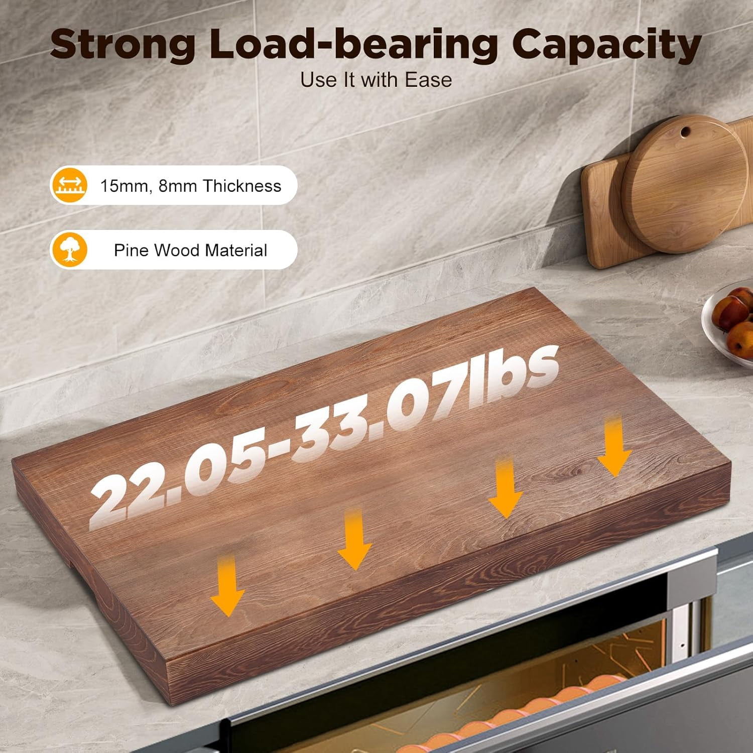 Miumaeov Stove Top Cover, Noodle Board with Built-in Handles, Durable Extra Thick Pine Wood Cookware for Gas Burners & Electric Stoves