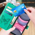thumbnail image 4 of Phone Case for iPhone XR Wallet,Card Holder [Kickstand][Wrist Strap] Butterfly Floral Embossed for Women PU Leather Flip Protective Cover for iPhone XR Cases 2021 (Green), 4 of 8