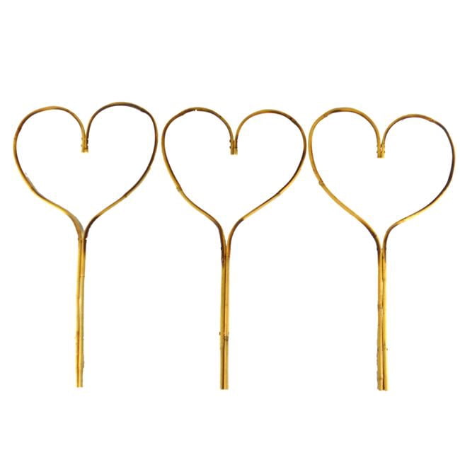 24 in. Bamboo Heart Stake - Pack of 3
