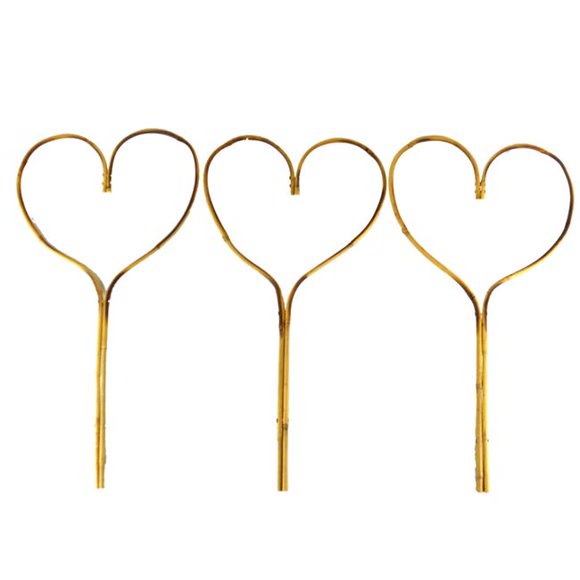 24 in. Bamboo Heart Stake - Pack of 3