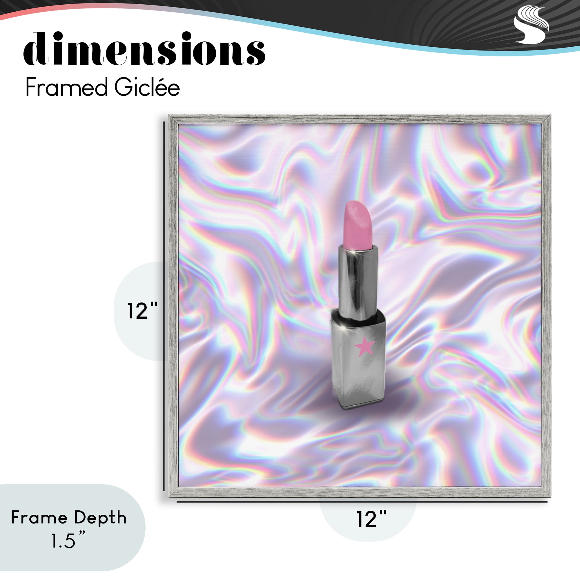Stupell Industries Iridescent Icon Lipstick Gray Framed Giclee Art, design by Matthew Piotrowicz