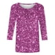 thumbnail image 4 of Tejiojio Women's Sequin Top Round Neck 3/4 Sleeves Sparkly Casual Party Blouse S-2XL, 4 of 5