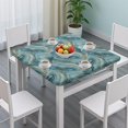 thumbnail image 3 of Blue Gold Marble Pattern Square Fitted Tablecloth with Elastic Edge,Square Table Cover,Washable Elastic Table Cover for Home Kitchen Party Decor 36"x36", 3 of 6