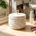 thumbnail image 5 of Virelaxpo Foldable Storage Basket with Lid Cotton Rope Handles Polka Dot Pattern for Closet Shelves Blanket Clothing Home Organization, 5 of 6